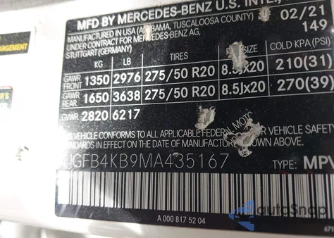 2021 Mercedes-Benz Gle 350 4Matic from USA, damaged, VIN 4JGFB4KB9MA435167
